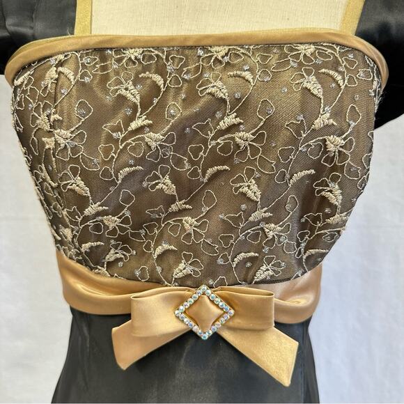 Jessica‎ McClintock for Gunne Sax vintage black satin & lace mini dress size 7 - Picture 6 of 15